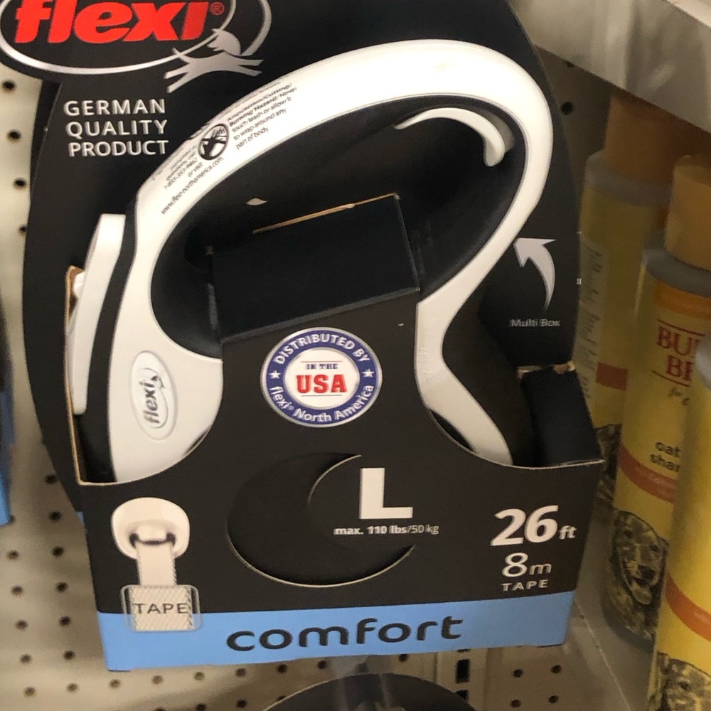 Flexi Comfort Retractable Dog Leash - White and Black